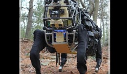 The LS3 robot funded by DARPA is a faster, quieter version of Boston Dynamics' BigDog robot. (DARPA)