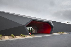 The shape of the building, designed by Los Angeles-based Clive Wilkinson Architects, was angled to evoke a futuristic bike helmet.