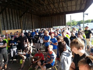 Nice size crowd at the Saturday morning CRA riders meeting.