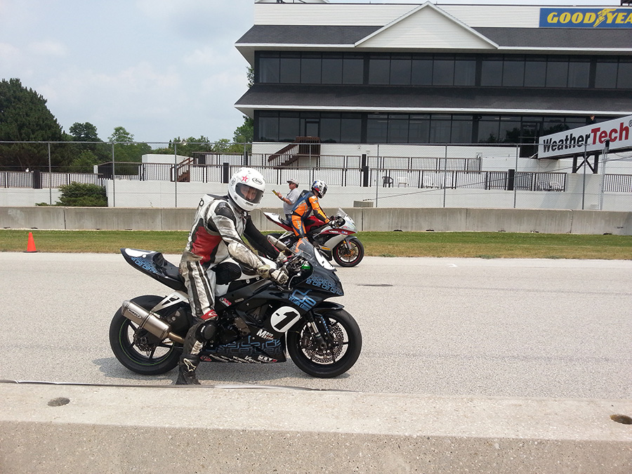 Bart on the front row on the line at Road America on the new ZX6