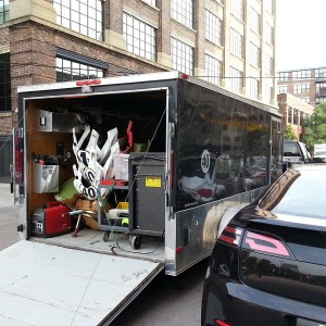 Design Engine trailer packed and loaded