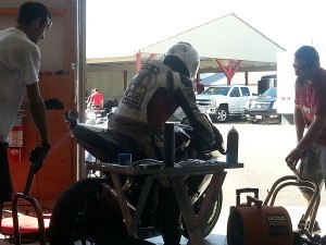 Bart about to go out for a race on the new ZX6R @ Blackhawk Farms Raceway