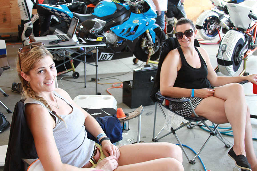 Sondra & Tarah hanging in the garage 