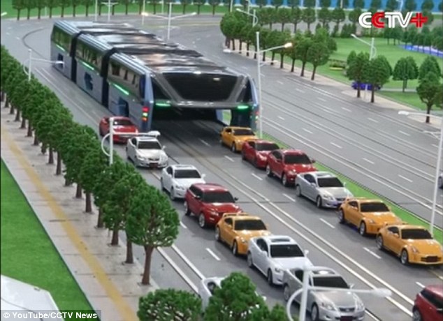 The idea for this vehicle is to have a set of fixed rails on the roadways to allow the TEB to pass over cars in a traffic jam