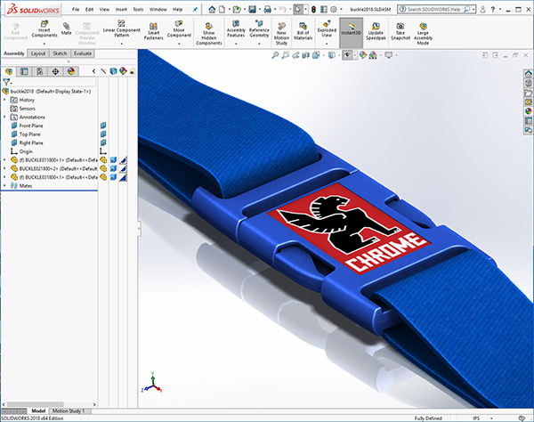 Solidworks Chrome bag buckle