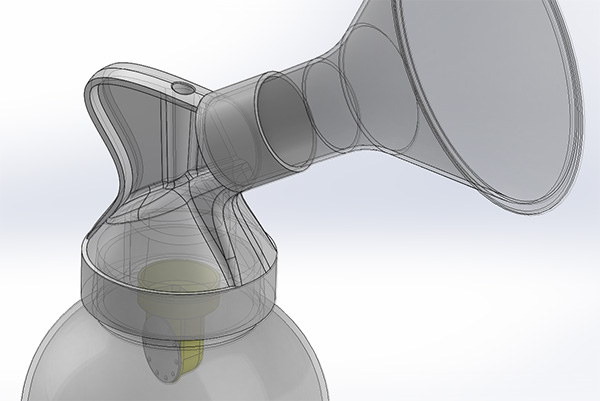 Medela Surfaced model with a complex plastic injection pull