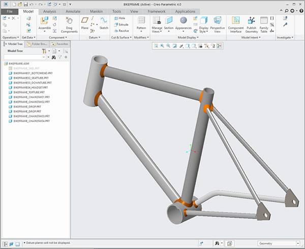 welded bicycle assembly created from a skeleton part