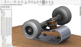 Solidworks top down design exercise . Replace standard trucks with spring steel version.