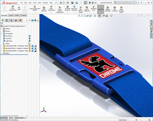 SolidWorks Chrome Bag belt buckle