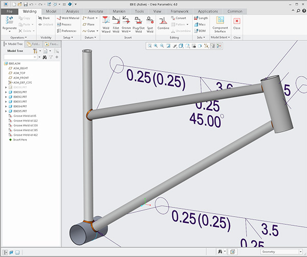 in-class creo weld examples using top down design