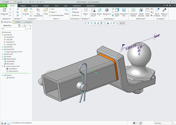 class example sing Creo Weld & Flexible components 