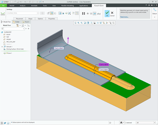 Creo 6.0 sheet metal formed feature