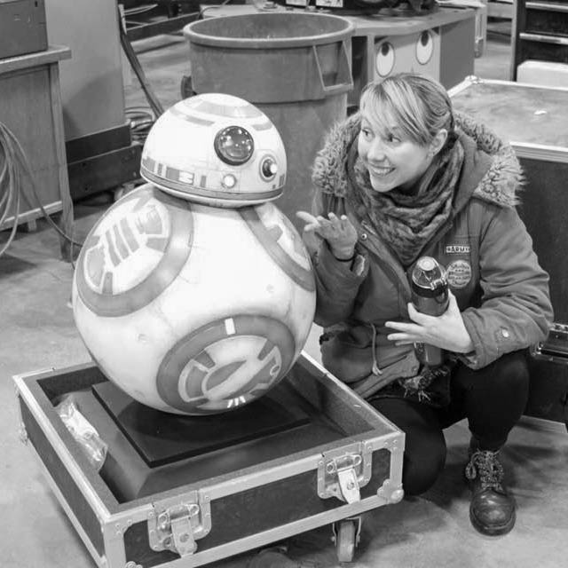 Liz Wisdom with BB8 replica