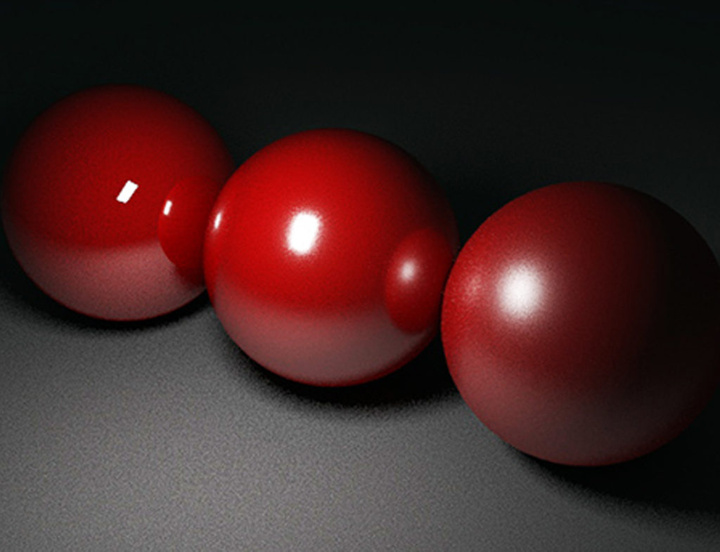 Red balls rendered in Maya