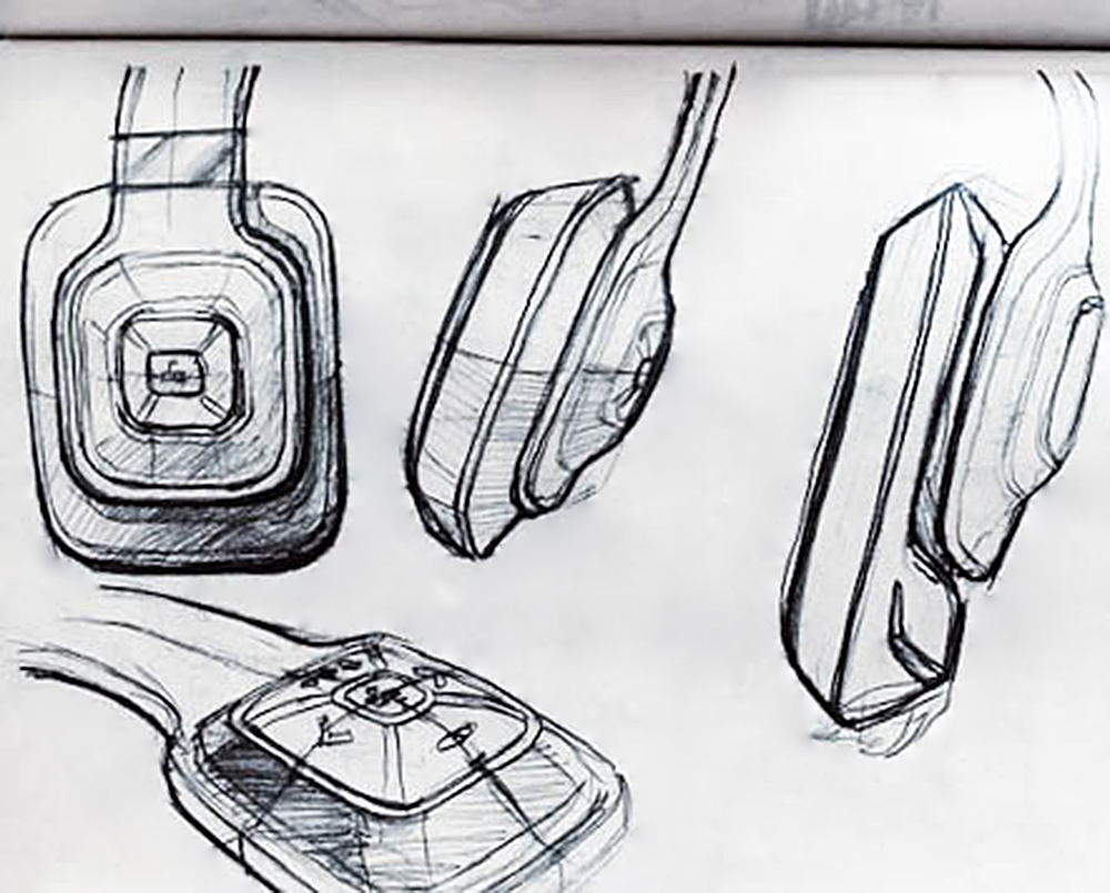 Sketches of headphones for product development
