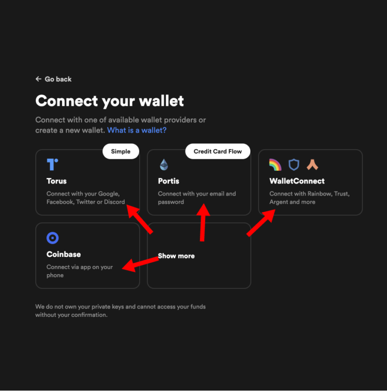 A screenshot of wallet provider on Rarible website