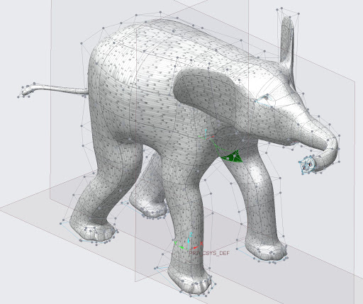 An image of an elephant modeled in Creo software.