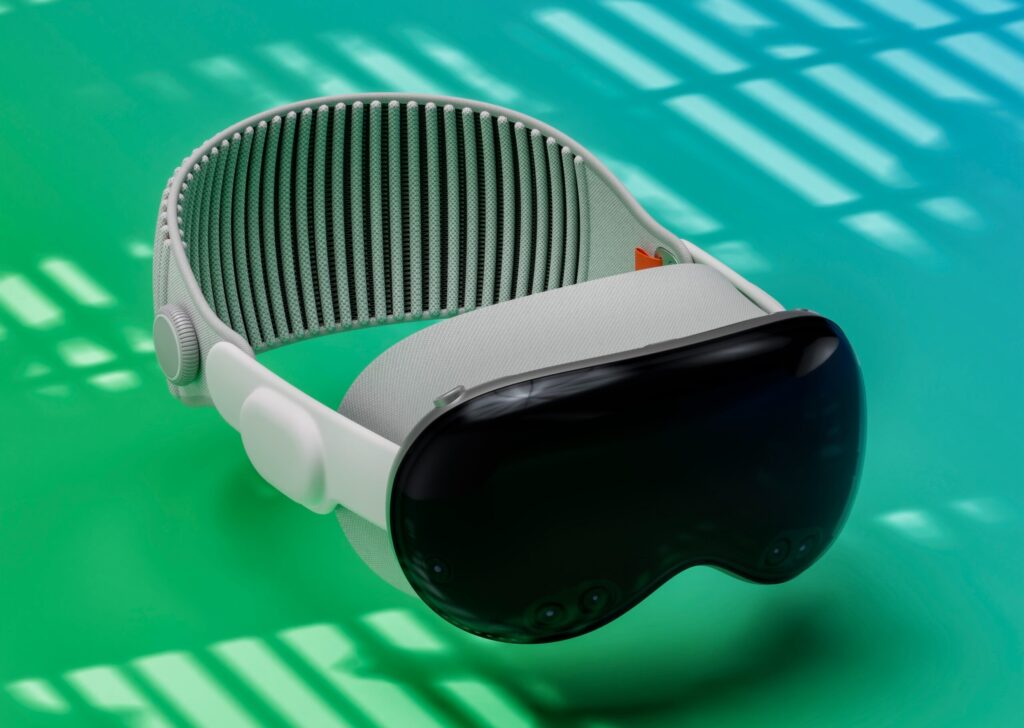 An image of an Apple Vision Pro on a minimalistic background taken by Igor Omilaev